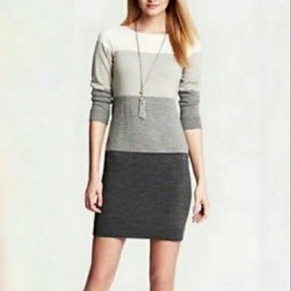 Banana Republic Colorblock Wool Cashmere Blend Sweater Dress Size L - Picture 1 of 5